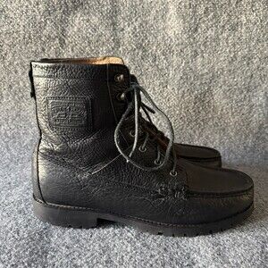 Polo Ralph Lauren Rouland BO CSL Men's Combat Boots Black Leather Lace Up Sz 12